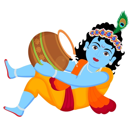 Balkrishna Theme Krishna with Butter Pot Transparent Sticker